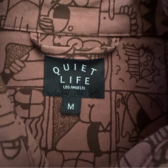 Quiet Life brown Graphic Long Sleeve Button-Up Shirt medium wool blend fun - Picture 4 of 7